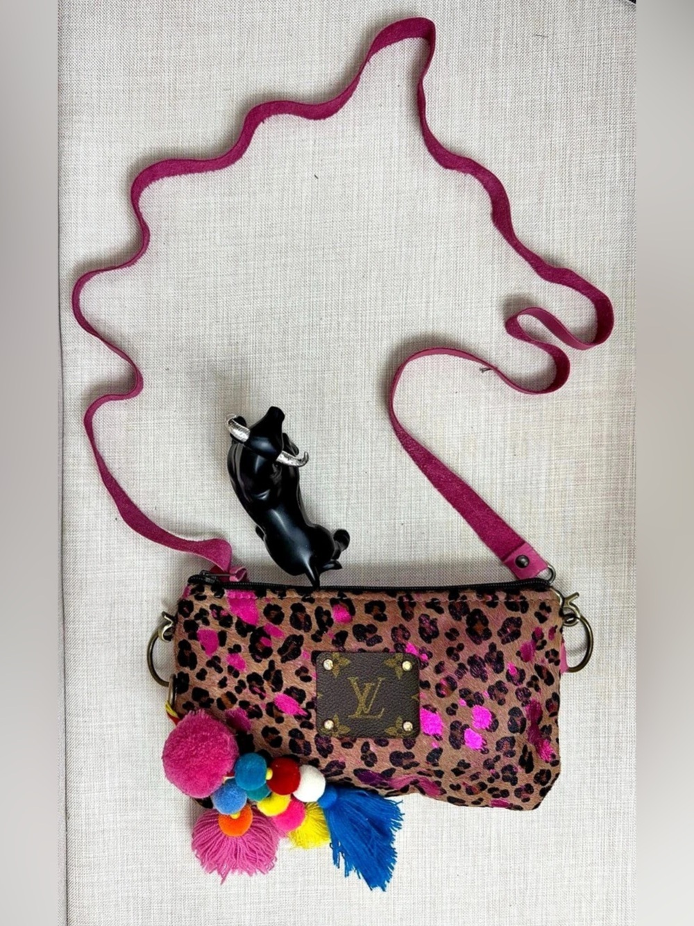 upcycled Keep It Gypsy leopard print crossbody bag